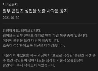 ‘뽀로로’ 틀었는데 성인물이…웨이브 “심각한 기술적 오류” 사과