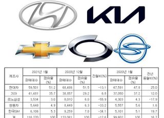 완성차 1월 내수판매 16.7%↑…르노 제외 4사 '호조'