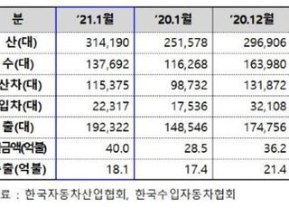 1월 자동차산업, 생산·내수·수출 트리플 두자릿수 증가