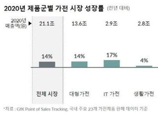 국내 가전 시장, 지난해 '코로나19' 집콕수요로 14%↑