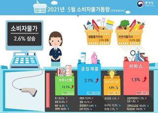 5월 소비자물가 2.6%↑…9년 1개월 만에 가장 큰 폭 상승