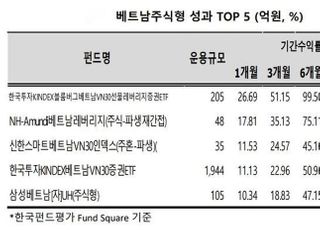 천장 뚫은 베트남증시, 펀드 수익률↑...한투운용 1위