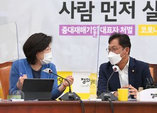 심상정 의원과 대화하는 배진교 원내대표