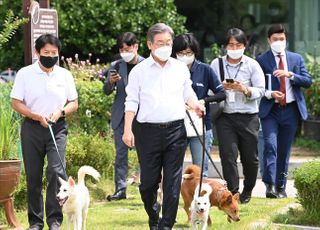 동물복지 공약 발표 위해 입장하는 이재명 경기도지사