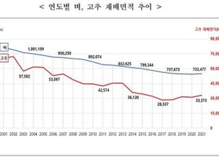 쌀값 상승으로 20년 만에 벼 재배면적 늘어