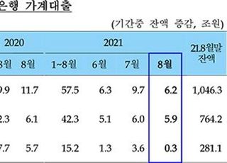 8월 은행 가계대출 6조2천억↑…주담대만 6조 늘어