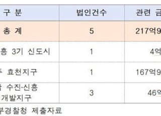 [국감2021] LH 전·현직자 설립 부동산 회사 5곳, 217억원 투기