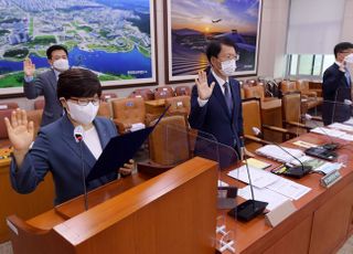 국정감사 선서하는 김진숙 한국도로공사 사장