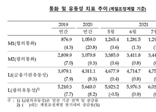 8월 통화량 50조 늘어...주식·주택자금 수요 지속