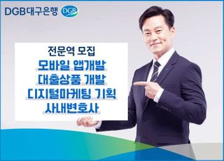 대구은행, 앱 개발·변호사 등 전문역 모집