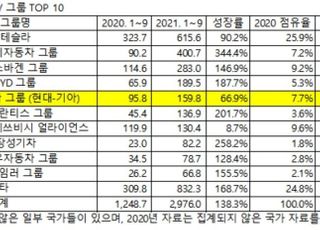 테슬라, 1~9월 전기차 판매 1위 굳건…현대차그룹은 5위로 내려가