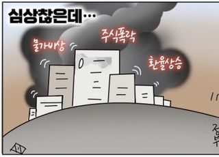 [D-시사만평] 투자 민심 폭발 조짐?…주가폭락·환율상승·물가상승·금리상승