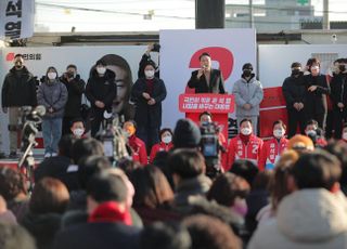 경북 왜관 찾아 연설하는 윤석열