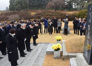 박은식 대한민국임시정부 대통령의 묘역 참배하는 윤석열