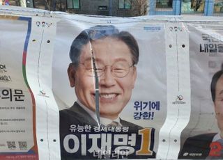 찢겨진 이재명·사라진 윤석열…발기발기 훼손되고 있는 선거벽보들