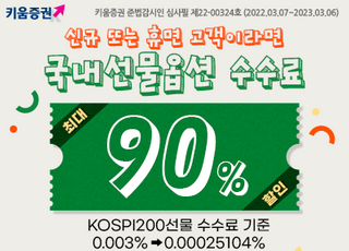 키움증권, '국내선물옵션 수수료 90% 할인' 이벤트