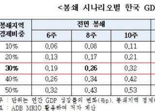 "中 GDP 30% 지역 10주 전면봉쇄하면 韓 GDP 성장률 0.32%p 하락"