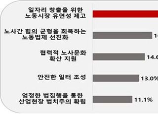 새 정부 노동개혁 최우선 과제 '노동 유연성', '산업현장 법치주의'