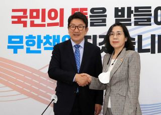 권성동 국민의힘 원내대표 방문한 김현숙 여성가족부 장관