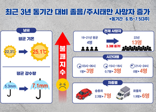 '고온다습' 최근 3주 교통사고 사망자 15명…13명이 졸음·주시태만