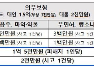 음주 등 운전자 車사고 부담금 상향…한도까지 운전자 전액 부담