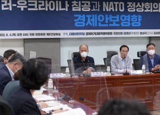 '러-우크라이나 침공과 NATO 정상회의 참석 이후 경제안보영향' 세미나 발언하는 우상호 비대위원장