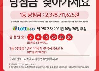 "의왕서 '로또' 구매한 1등 당첨자 찾습니다"...23억 수령 기한 하루 남아