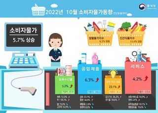 10월 소비자물가 5.7%↑…전기·가스·수도 모두 올라