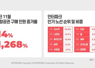 인터파크, 11월 항공권 구매자 급증…절반이 '일본'