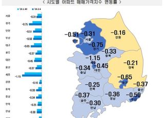 매도-매수자 눈치싸움 팽팽…서울 아파트값 6주 만에 다시 낙폭 커져