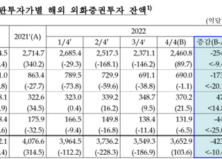 작년 기관 외화증권 투자액 424억 달러↓…11년 만에 감소 전환