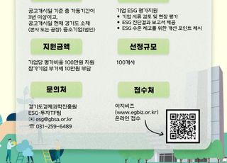 경기도, 中企 대상 ESG 경영 진단·평가 비용 지원