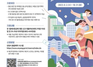 안양시, '청년 전·월세 보증금 대출이자 지원' 하반기 대상자 모집