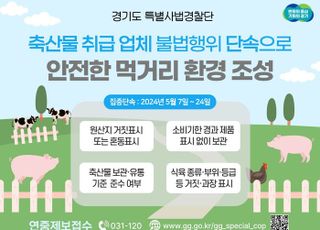 경기도, 축산물 취급 업체 불법행위 집중 단속…원산지 거짓 표시 등