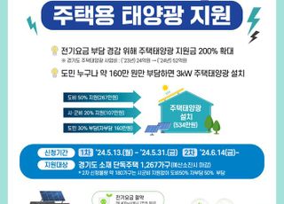 경기도, 전기요금 걱정 없는 '주택태양광' 설치 지원