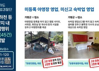 경기도, 계곡·하천 등 휴양지 내 불법행위 45건 적발…작년 38건보다 18% ↑