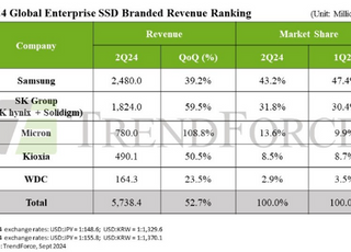 기업용 SSD 2Q 매출 53% 급증…삼성 점유율 43.2%