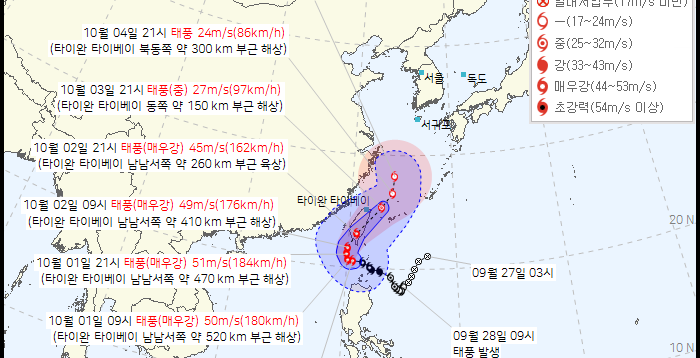 [오늘 날씨] "연휴에 나들이 갈까 했는데" 태풍 '끄라톤', 이동 경로와 한반도 영향력은?