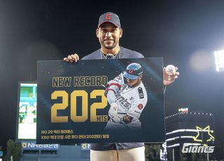 ‘202안타’ 롯데 레이예스, KBO 한 시즌 최다 안타 신기록