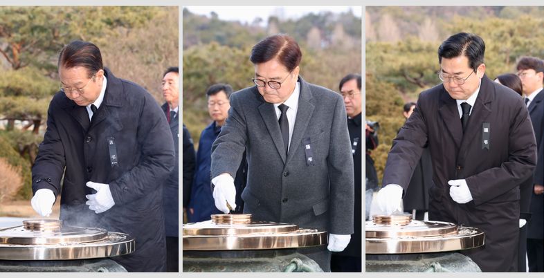 여야 지도부, 새해 첫날 현충원 참배…"국정안정" 이구동성