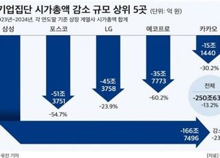 작년 대기업 집단 시총 251조 줄어...삼성 167조 ‘최대 감소’