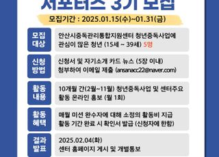 안산시중독관리통합지원센터, 청년 홍보 서포터즈 5명 선발