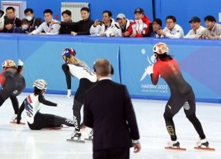 '아 중국...' 쇼트트랙 대표팀, 충격의 계주 노메달[하얼빈 포토]