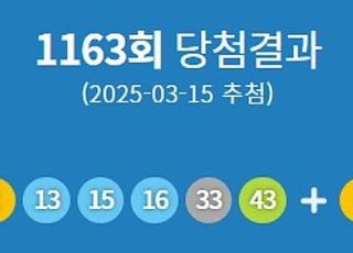 제1163회 로또 당첨번호 '2·13·15·16·33·43'번…1등 당첨 지역 어디?