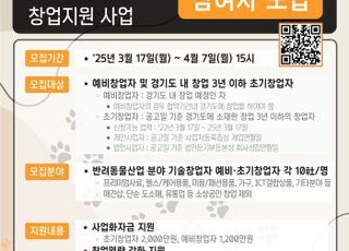 경기도, 반려동물산업 예비·초기창업자 29개사 모집…최대 2000만원 지원