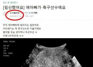 맘카페에 올라온 “애아빠가 축구선수”...소닉베이비가 닉네임?