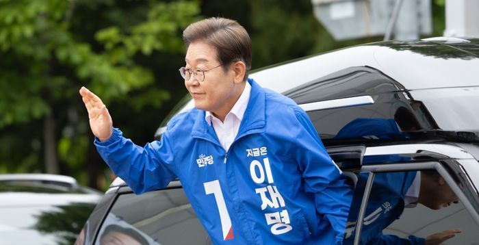 [현장] 경남 양산 집중 유세서 '노무현·문재인' 외친 이재명