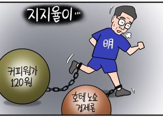 [D-시사만평] ‘커피 원가 120원’ ‘호텔 노쇼 경제론’ 역풍? 이재명 지지율 주춤