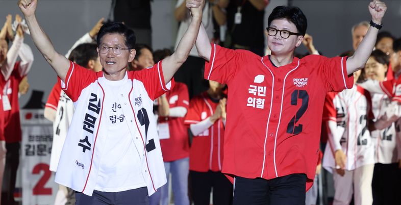 김문수, 한동훈·이낙연과 손잡고 '피날레'…"투표로 민주주의 혁명"