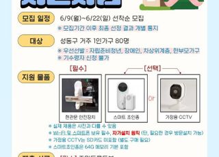 서울 성동구, 1인가구 '안심홈세트' 22일까지 지원 신청